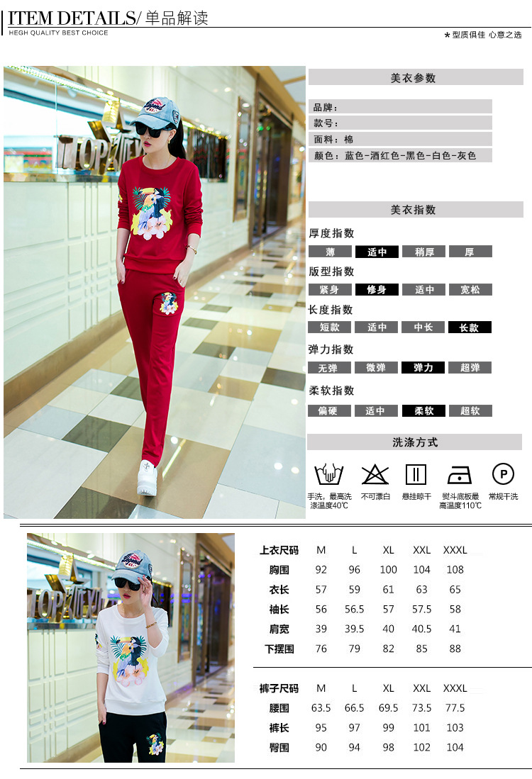 女人镜 2015冬装新款韩版显瘦女士运动套装#N8267 彩蓝色 XXL