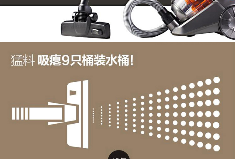 美的 （Midea） VC16N1-FD 家用尘杯旋风卧式吸尘器
