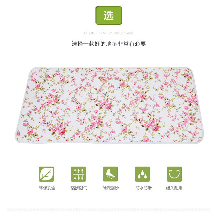 美丝纺 珊瑚绒客厅卧室地垫 地毯门垫吸水防滑垫子 雨花石 40*60cm