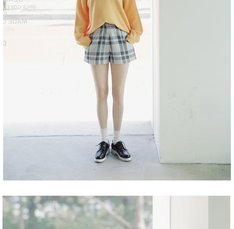靓莎绮2015秋冬韩版个性长袖宽松直筒格子西服套装+外套两件套Y3614 深灰色 L