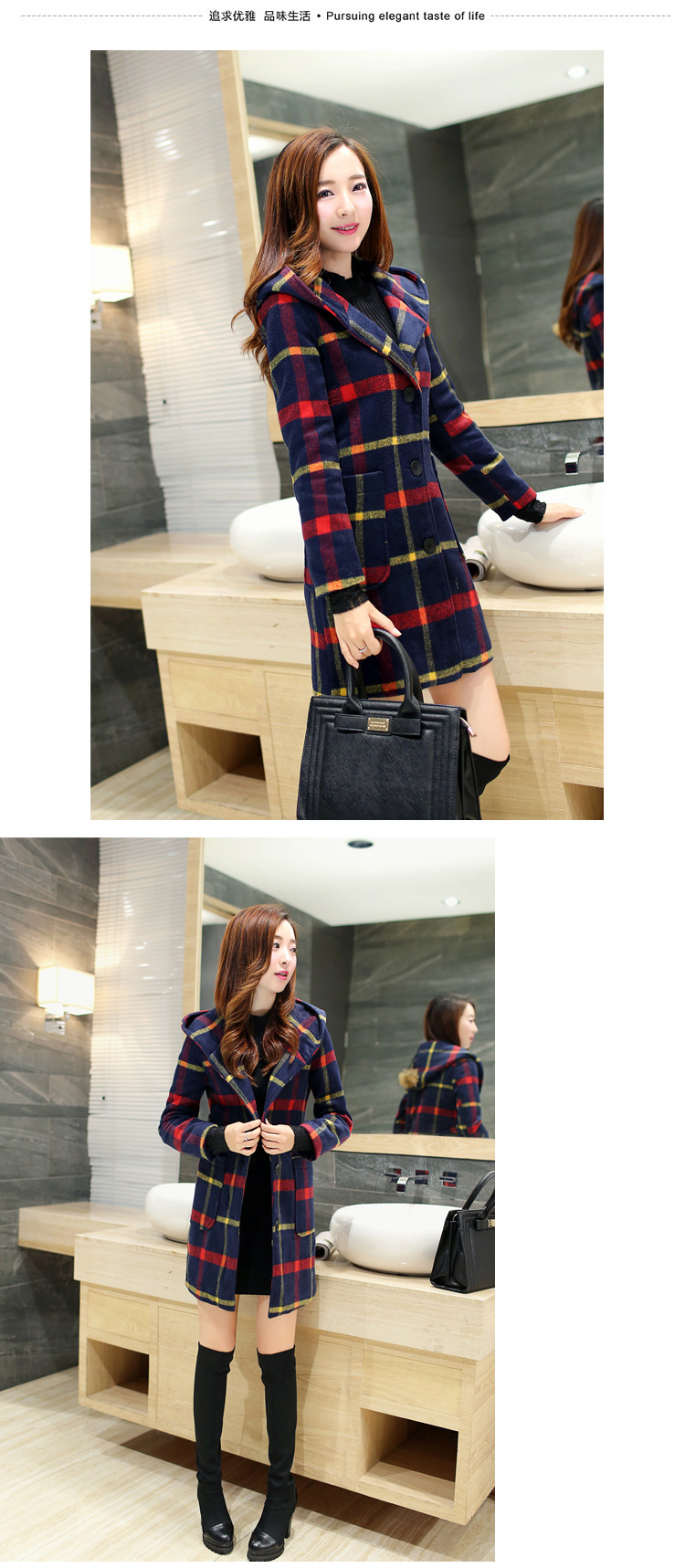 Mr. Qian 2015 new products in the autumn and winter long coats of female Korean? stylish grill is a gross? red and yellow jacket female W1569 grid L picture, prices, brand platters! The elections are supplied in the national character of distribution, so action, buy now enjoy more preferential! As soon as possible.