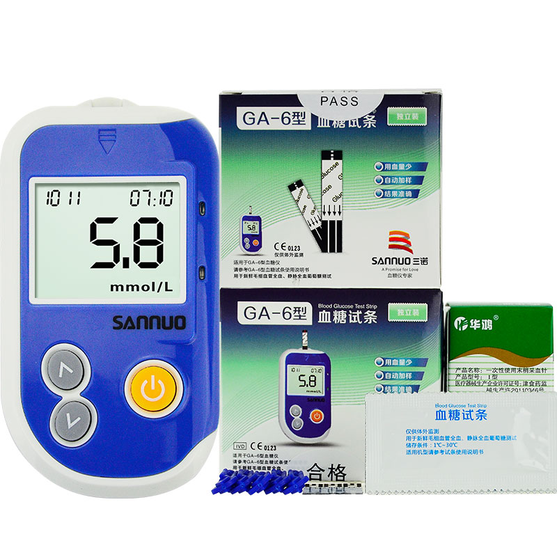 三诺（SANNUO）GA-6血糖仪家用免调码型50支独...