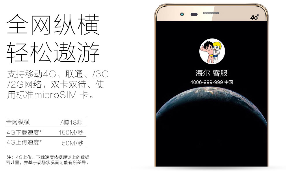 海尔 (Haier) HL-6385T 移动4G 智能手机 白色