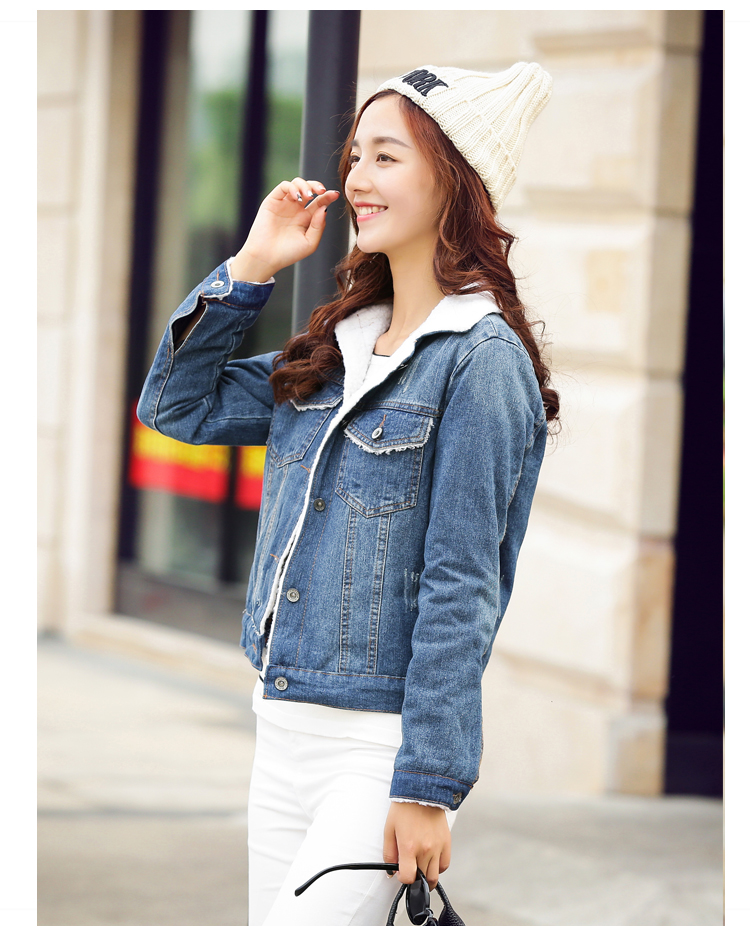 婉洛2015秋冬新款女装加厚短款牛仔棉服外套NRJ7083 蓝色 S
