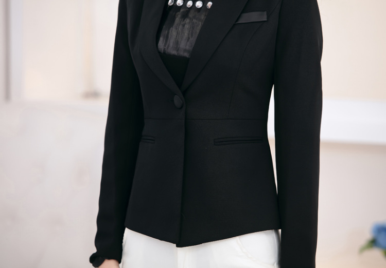 美妖阁   2015秋季职业装女装女士西装显瘦女士正装西服OL气质大码工作服SS 灰色 M