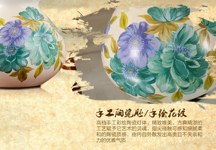 中式陶瓷台灯卧室床头灯欧式客厅书房台灯 复古婚庆装饰台灯 QC2001C