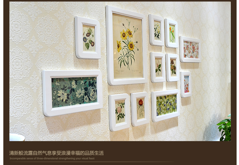 梓晨 轻奢实木卧室照片墙 欧式 浪漫婚纱照 相框墙 创意画框组合 白色