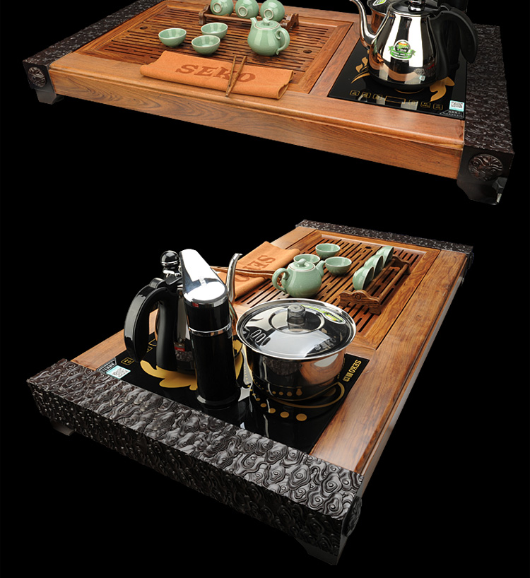 新功SEKO 檀香木茶盘 整套茶具 功夫茶盘茶具 电热全自动茶盘 实木茶盘茶具套装 F68 紫砂
