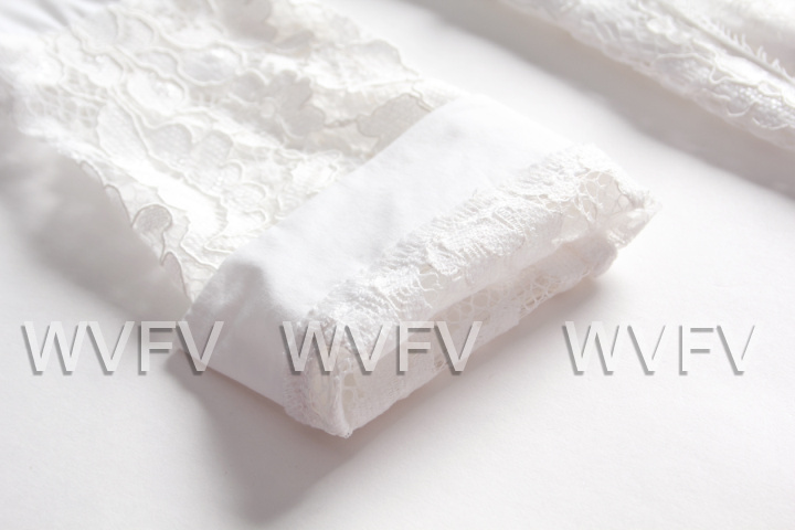 WVFV 2015秋装新款欧美纯白色中长款翻领蕾丝拼接A字白衬衫女 C5540 白色 2 S 预定10天左右