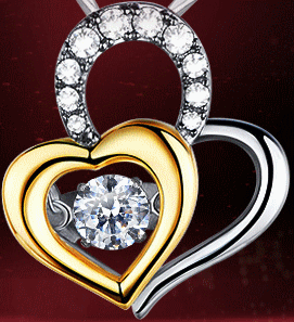 mymiss心相连 镶嵌施华洛世奇120锆石银饰心形项链女吊坠生日礼物