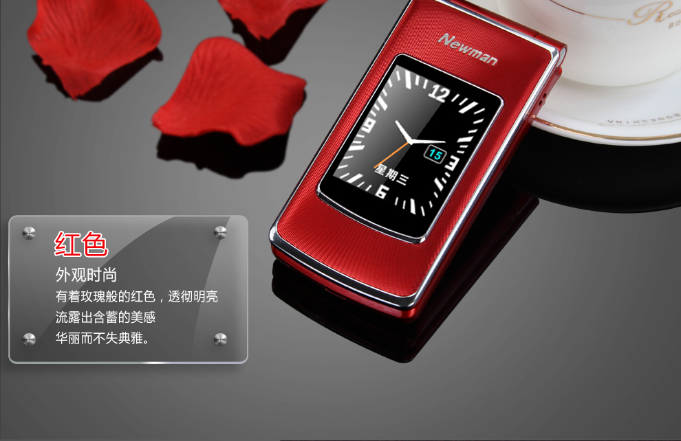 纽曼 （Newman） V9 移动/联通2G 双卡双待翻盖老人手机 黑金