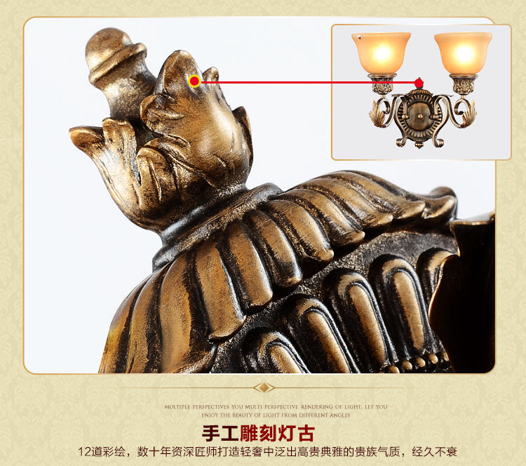 华艺灯饰 壁灯床头卧室欧式简约镜前客厅过道树脂灯具 艾克诗顿 WL0026 1头