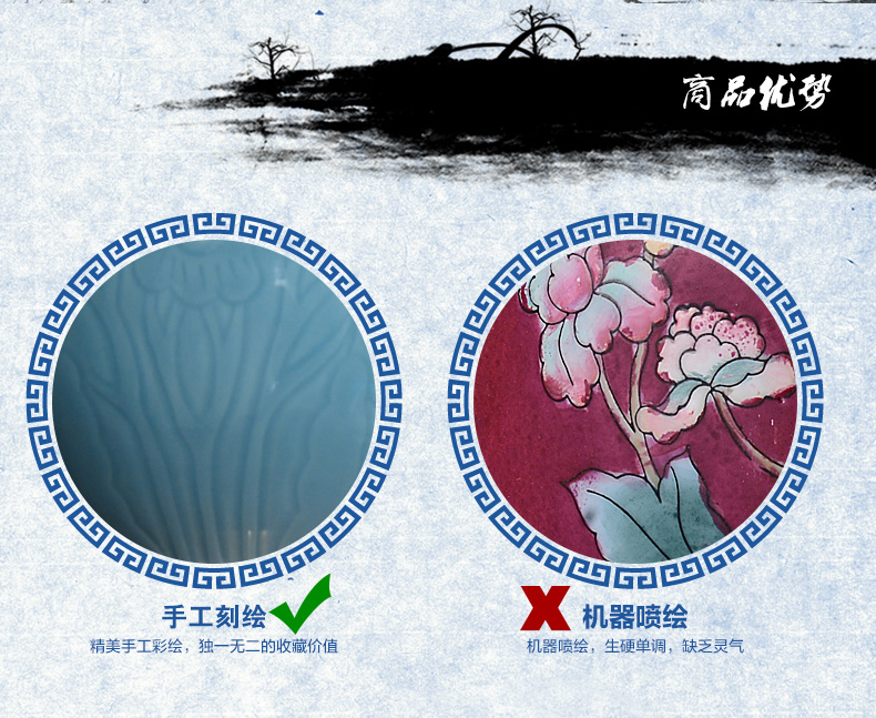 中式陶瓷台灯卧室床头灯 美式客厅台灯 婚庆青瓷装饰台灯