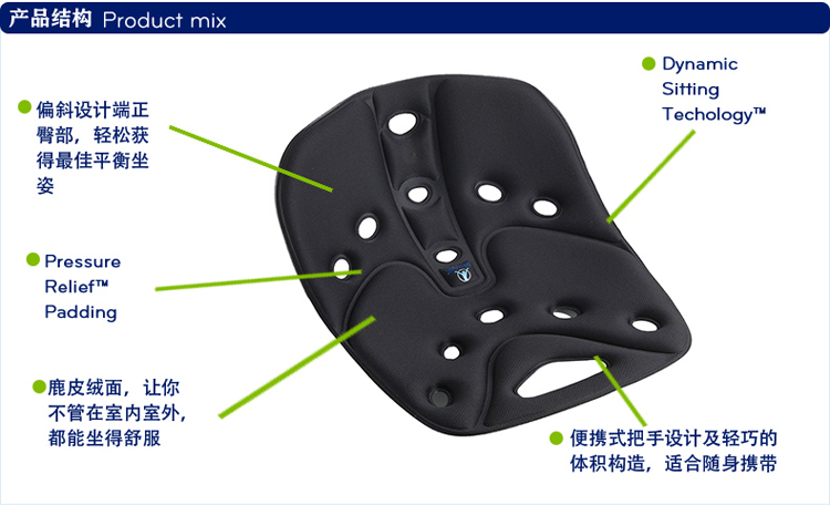 BackJoy Relief舒缓垫 美臀矫姿垫屁股坐姿矫正坐垫坐姿垫BJCAM001 纯黑BJCAM001  适用于体重45-135kg
