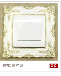 
                                        如果Roogo欧式宫廷花卉双开开关贴手工立体浮雕描金彩色环保树脂书房插座套墙贴装饰贴 欧式开关贴-双开 钟情1                