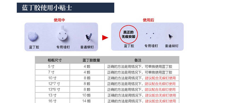 华鸿正品蓝丁胶实木照片墙相片相框墙创意组合专用无痕胶粘土75g 建议购买两包