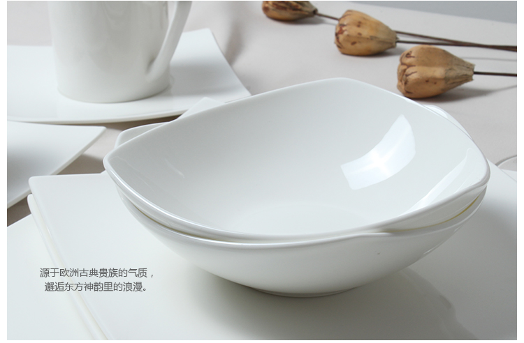 
                                        丝贝美瓷（seabird） 纯白创意餐具骨瓷异形方形海派西餐牛排盘子菜盘家用碗盘碟套装 10.5英寸海派平盘1只                
