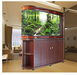 欧庭2015新款子弹头屏风中型客厅玻璃生态热带金鱼缸1