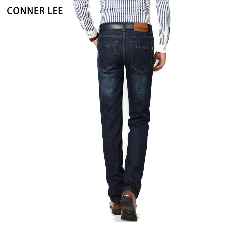 CONNER LEE男士牛仔裤男商务休闲黑色斜口袋直筒...