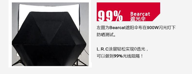 bearcat 绝度防晒防紫外线专业遮阳三折伞太阳伞 F331卡博黑