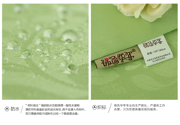 
                                        锦色华年 玫瑰提花 绿 欧式田园防水台布时尚桌布布艺餐桌布茶几桌布 浮边 1张桌布 6椅垫 6椅背套特惠                