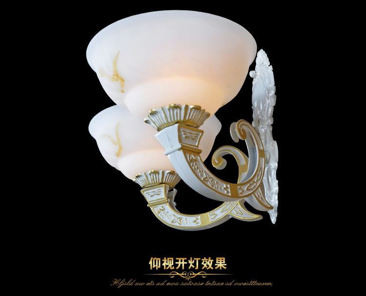 
                                        尚华英伦 欧式田园壁灯树脂灯 卧室床头美式客厅灯具 送灯泡b05 双头                
