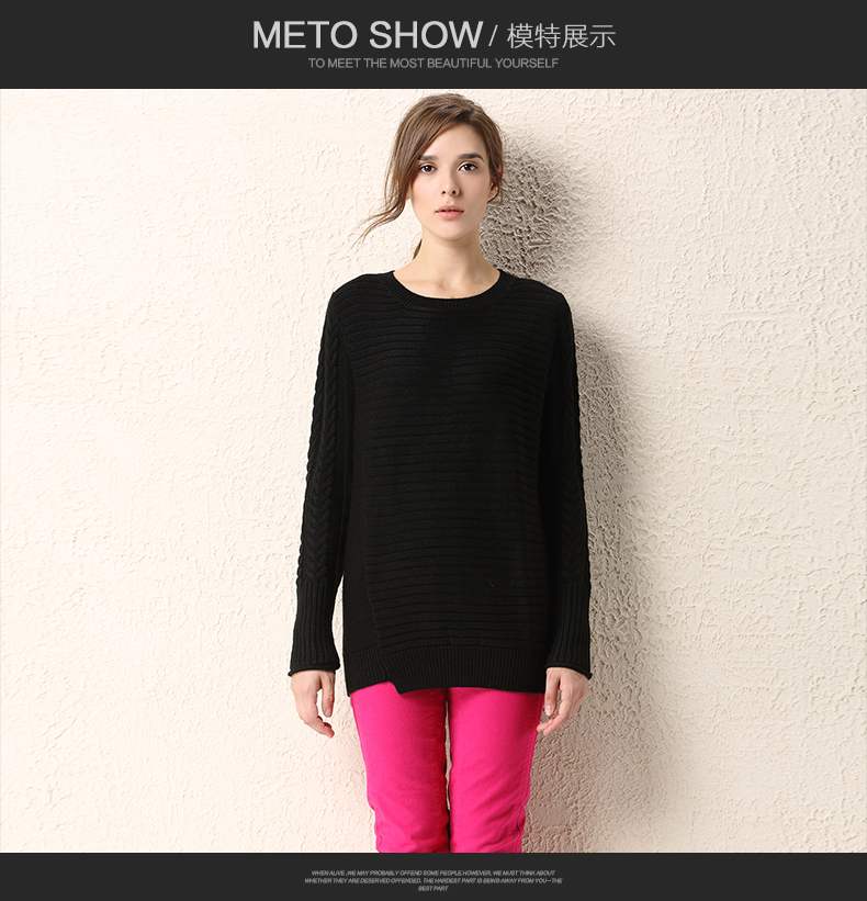 Me Forever真我永恒2015冬新品中长款宽松打底毛衣针织衫女套头衫Q2583102 陶土色 L