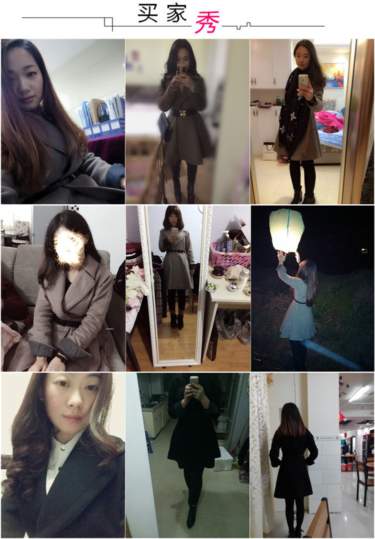 哒哇依 新款呢子大衣韩版修身中长款毛呢大衣外套女 藏青色 XL