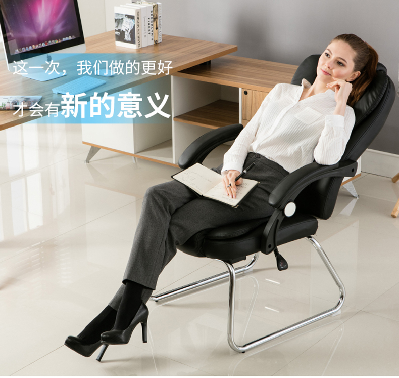 (工匠时光)电脑椅家用办公椅靠背椅老板椅现代简约靠背舒适懒人坐椅子 【2点按摩】黑色【牛皮】 钢制脚 旋转扶手
