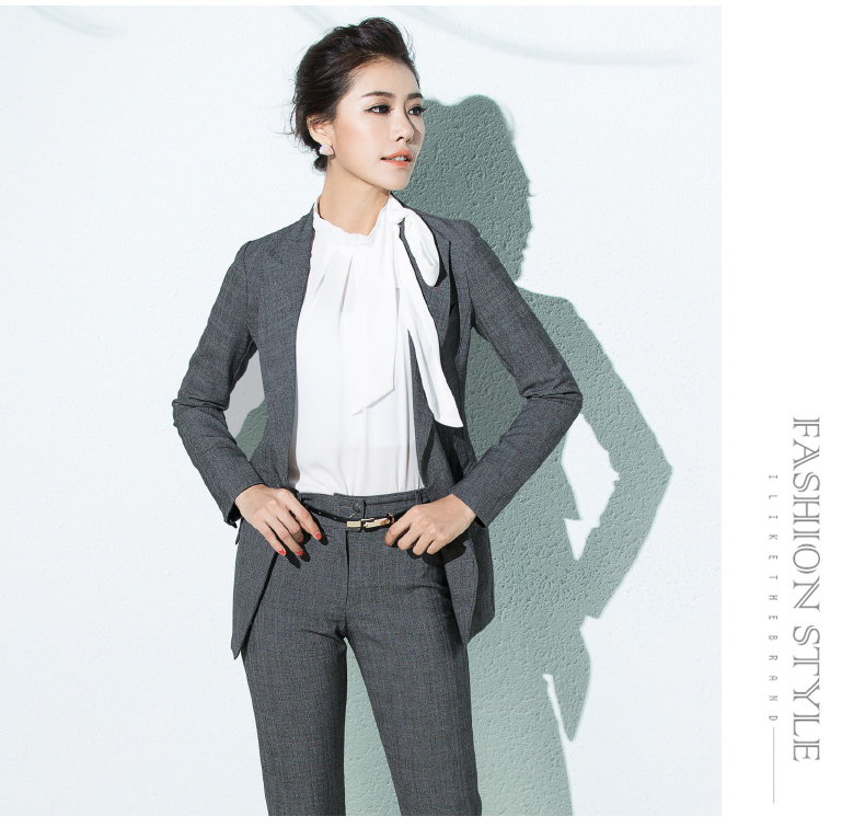 轻奢时尚品牌女装 诺威珂2015秋冬新款长袖修身女士正装裤西装职业女装套 黑西装+黑西裤 S