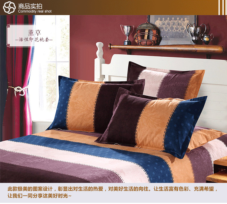 
                                        美棉坊家纺 全棉印花枕套 床上用品 粗布/活性印花/几何/大气枕套 夏之风-枕套                