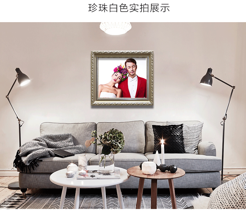梓晨 实木相框欧式挂墙12 16 20 24 30寸婚纱照相框 儿童创意摆台画框 纯洁白色 20寸(40.5*50.8cm)