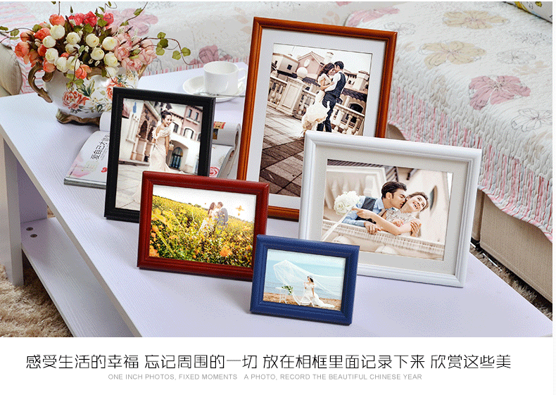梓晨 实木相框批发摆台 创意7寸5寸6 8 10 A4 16寸相框挂墙拼画框摆台 白色 7寸摆式(横竖可摆)