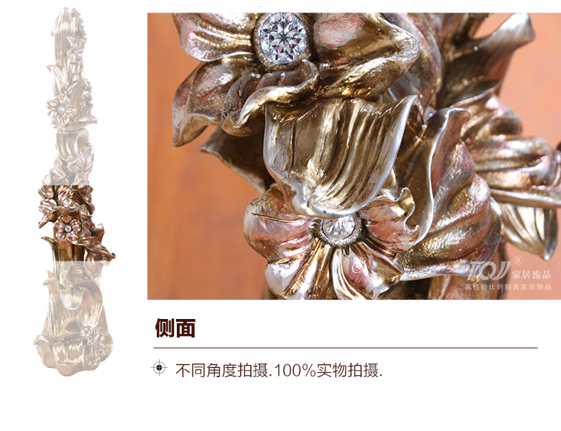 
                                                            丽盛（LISHENG）超大欧式仿古玫瑰花复古座钟摆件树脂摆钟客厅招财落地钟 图片色                