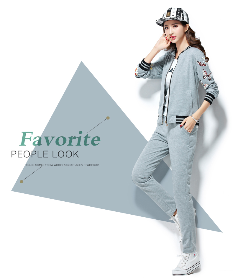 淘琳2015秋季新款休闲套装女长袖运动服三件套修身卫衣休闲外套 宝蓝色 XXXXL