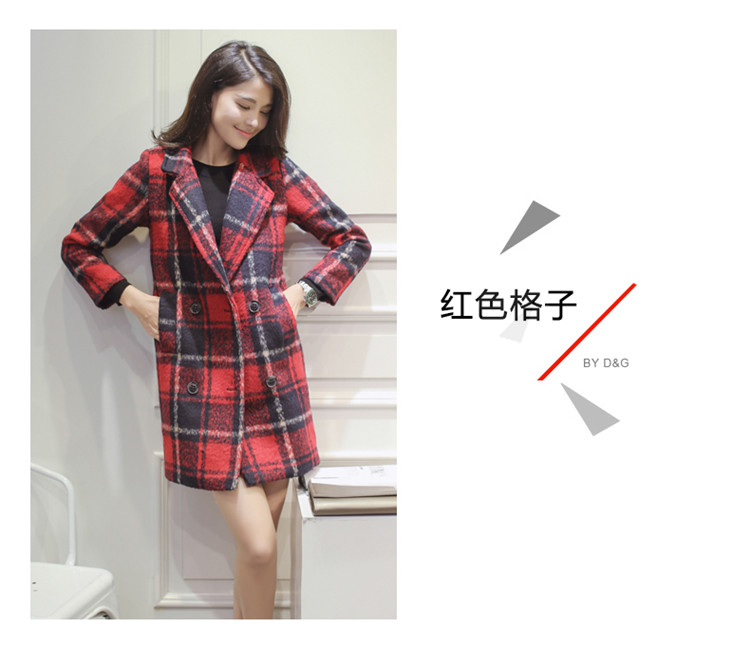 E77℃ 欧洲站2015秋冬款女装中长款英伦格子毛呢大衣韩版风衣加厚保暖毛呢外套潮 9680#绿格子 XL