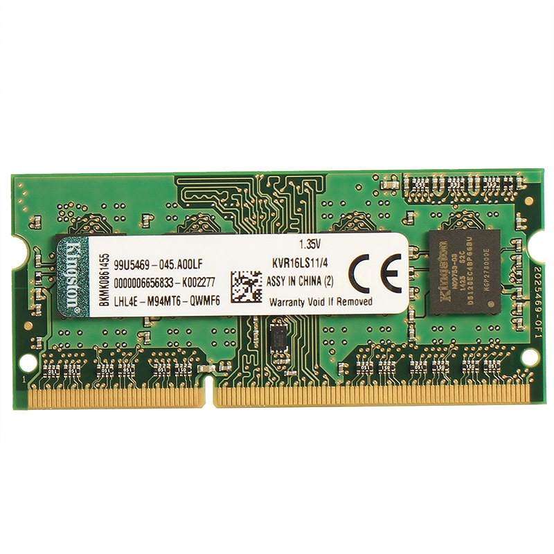 金士顿(Kingston)低电压版 DDR3 1600 4GB 笔记本内存 