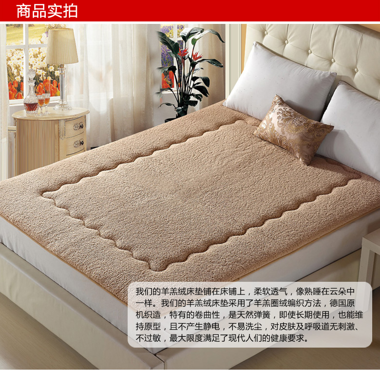 
                                        暖舒馨床垫法兰绒 羊羔绒保暖榻榻米床褥加大双人款床褥子 床垫子  秋冬超柔加厚型 白色(羊羔绒) 180cm*200cm                