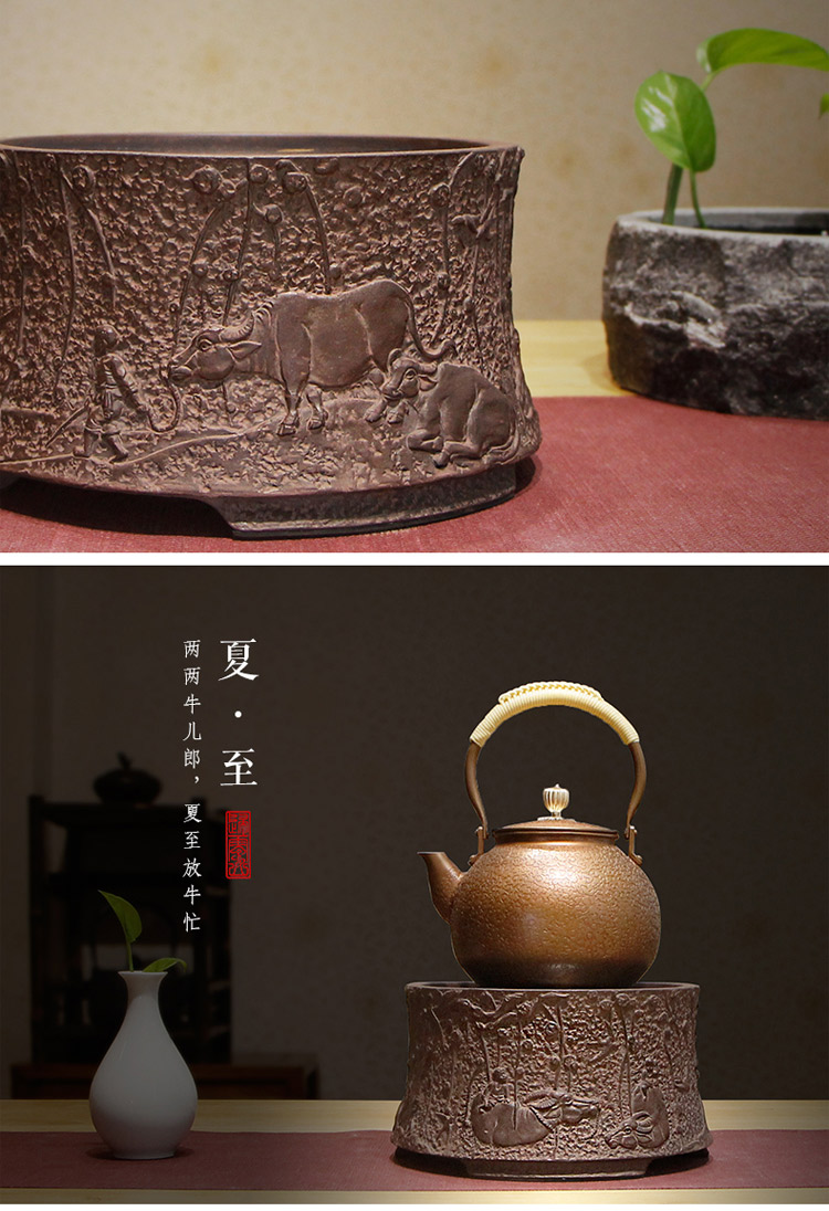 
                                        淳意 茶炉铁壶专用电陶炉 台湾老岩泥迷你静音煮茶烧水炉 无线遥控模式 功夫茶具配件 心路 静逸版                
