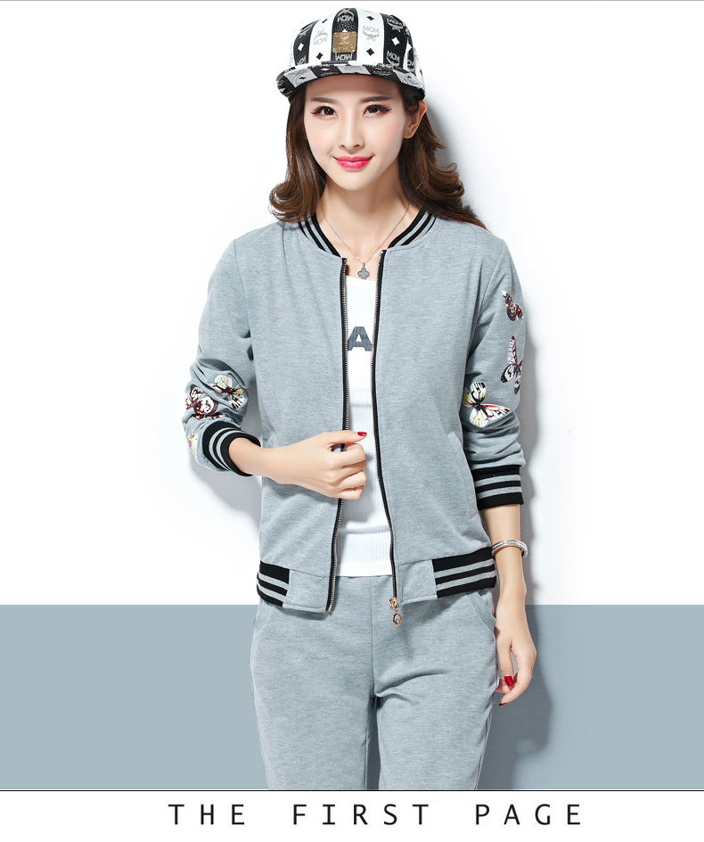 淘琳2015秋季新款休闲套装女长袖运动服三件套修身卫衣休闲外套 宝蓝色 XXXXL
