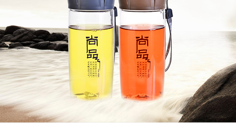 富光正品PC尚品泡茶师 防漏带提手男女士泡茶杯 创意便携透明水杯400ML 灰色 400ML