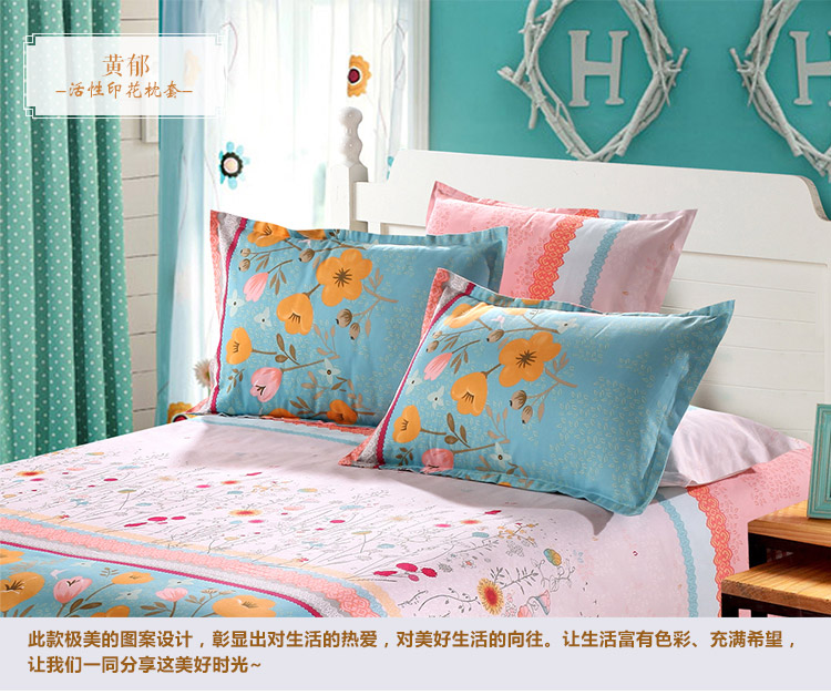 
                                        美棉坊家纺 全棉印花枕套 床上用品 粗布/活性印花/几何/大气枕套 夏之风-枕套                