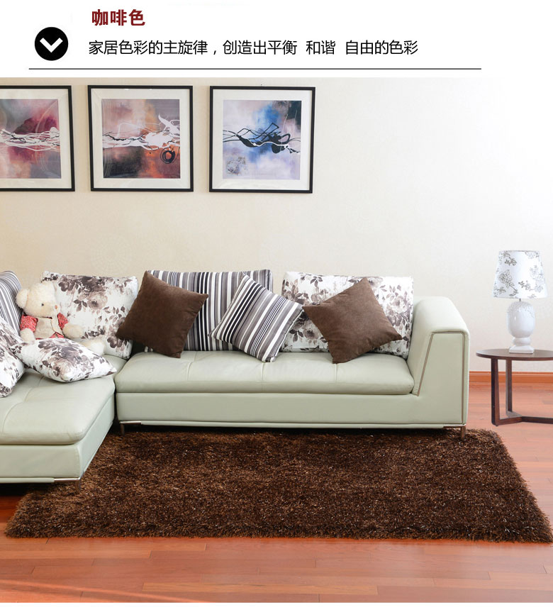 港龙地毯 现在简约客厅地毯 韩国弹力丝加厚加密长毛地毯 浅驼 140cm*200cm