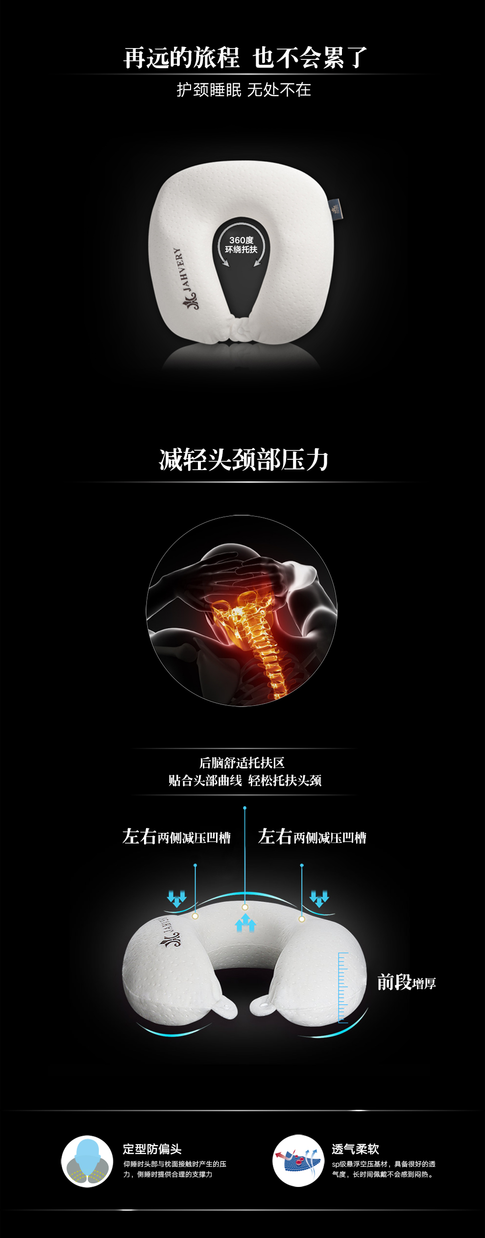 
                                                            JAHVERY嘉唯记忆枕头U型枕颈椎枕 旅行出国午睡乘机必备 飞行级护颈枕头 枕芯 经典飞行枕 D32/10CM                
