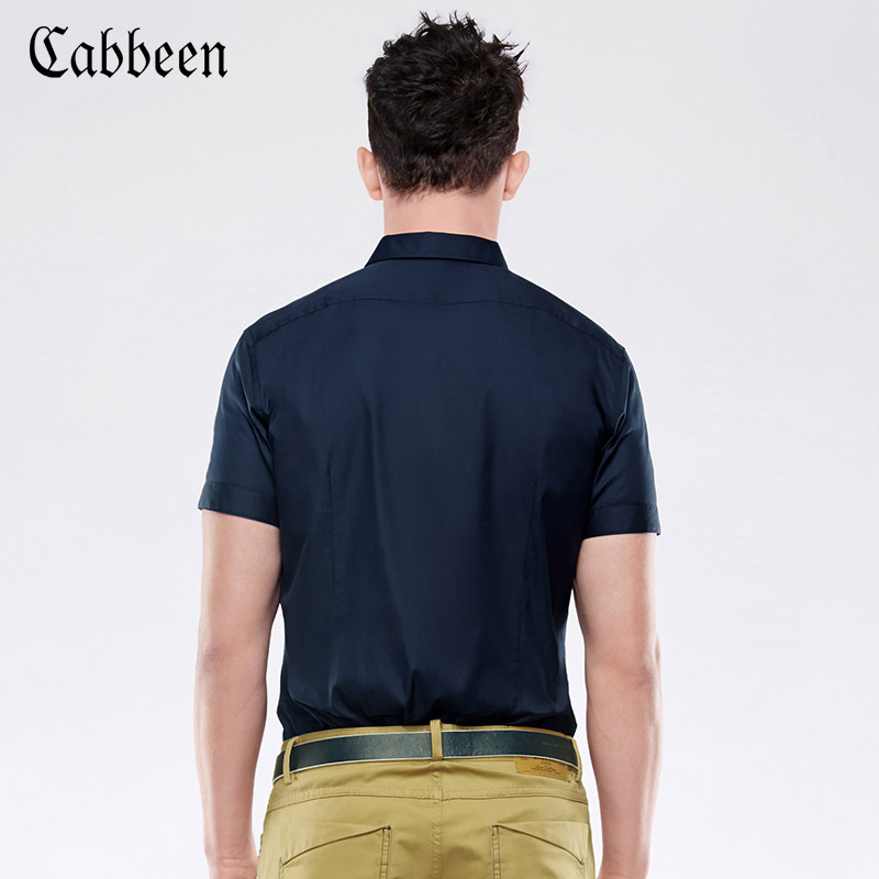 卡宾Cabbeen 夏季新款 男士商务休闲纯棉拼接修身...