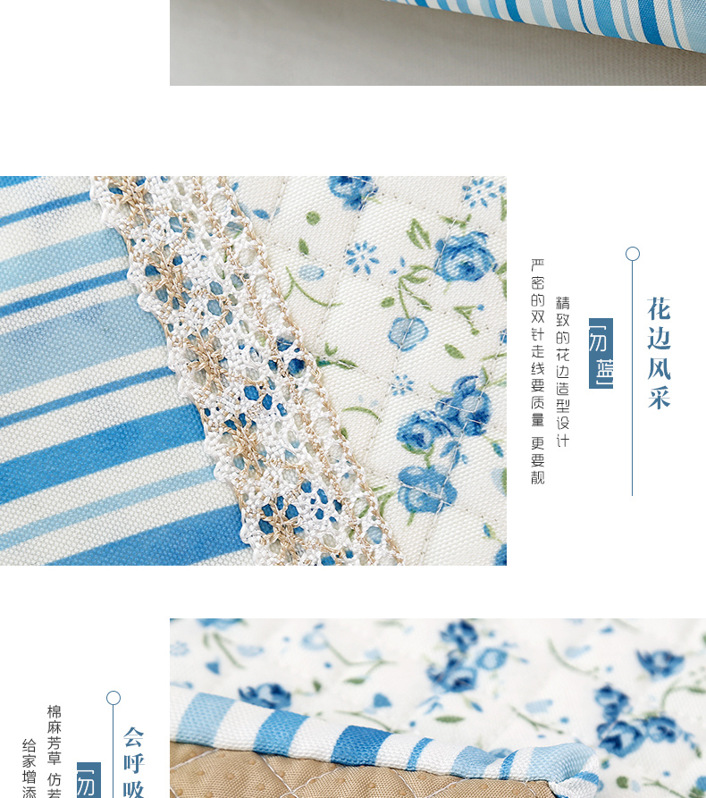 亦梦沙发垫 田园亚麻沙发垫巾罩套四季布艺飘窗碎花提花实木防滑皮坐垫子 抹绿 70*70cm