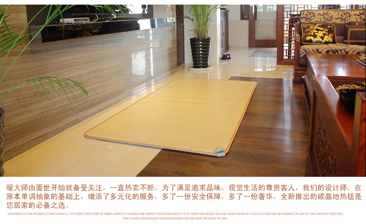 暖大师 取暖垫发热地毯 电热垫碳晶移动地暖 碳晶电热垫 100*100 米色