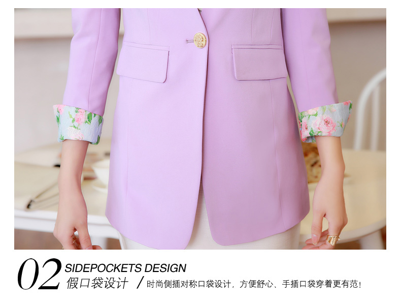 FAVMARTHA/法玛莎韩版修身女士长袖休闲西服外套上衣女22 紫色 L