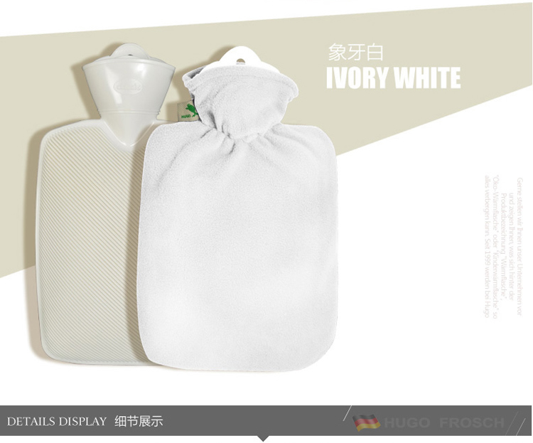 德国Hugo 纯色绒布高档外套热水袋 1.8L冲水暖手宝 灌水暖水袋 火山红