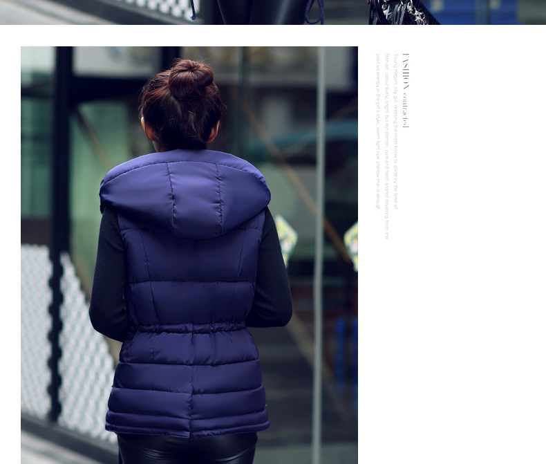 乐萌狼2015冬季新款韩版时尚修身羽绒棉服马甲中长连帽女背心Q15801 黄色 XXL